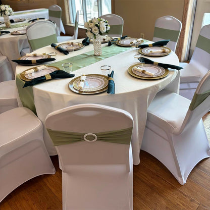 Skiennix Spandex Chair Sashes - 50 Pack Sage Green Elastic Covers for Wedding & Banquet Decor