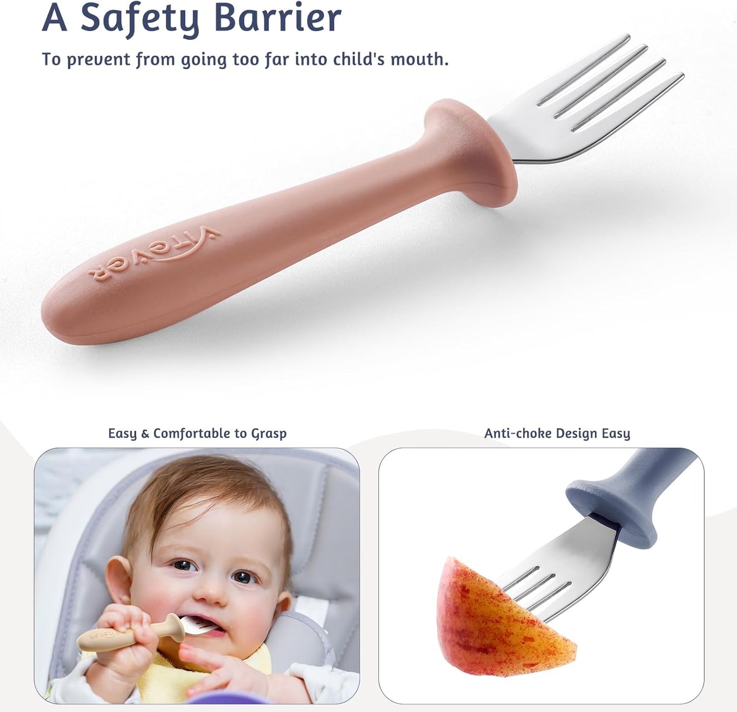 Skiennix Toddler Forks Set - 6-Piece Kids Safe Utensils with Silicone Handles | BPA-Free, Dishwasher Safe