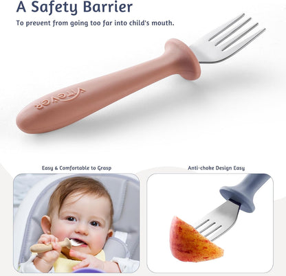 Skiennix Toddler Forks Set - 6-Piece Kids Safe Utensils with Silicone Handles | BPA-Free, Dishwasher Safe