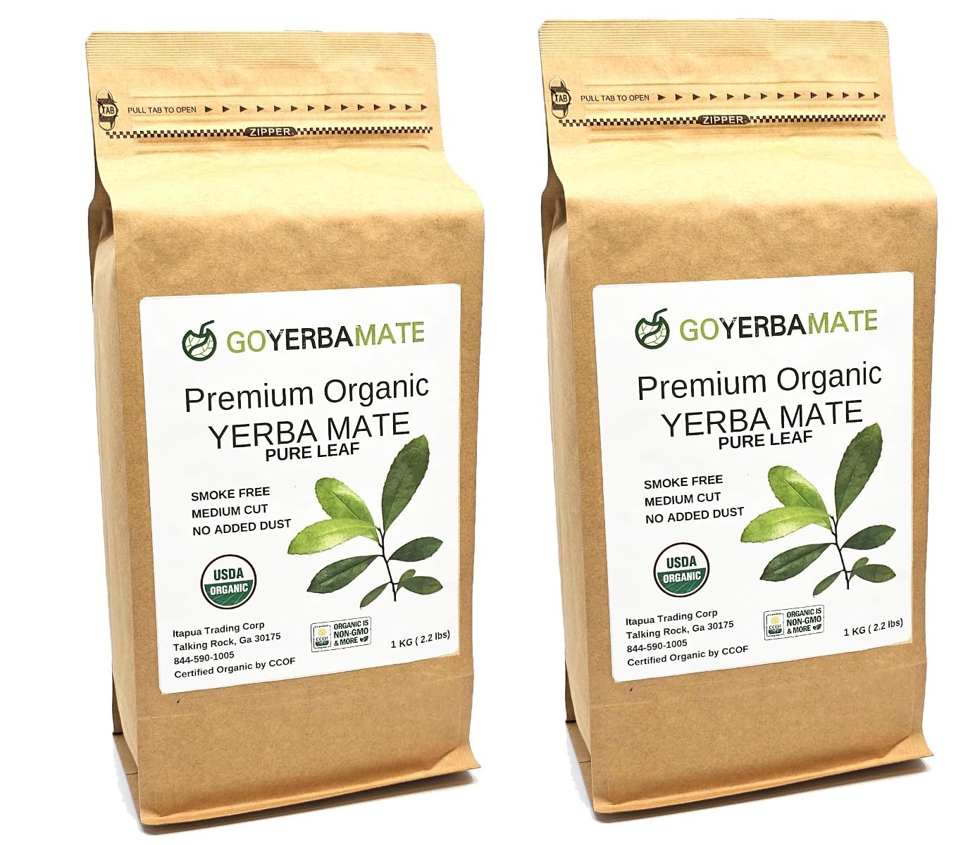 GOYERBAMATE Premium Organic Yerba Mate with Stems (Smoke Free) 2 Kg (4.4 lbs)