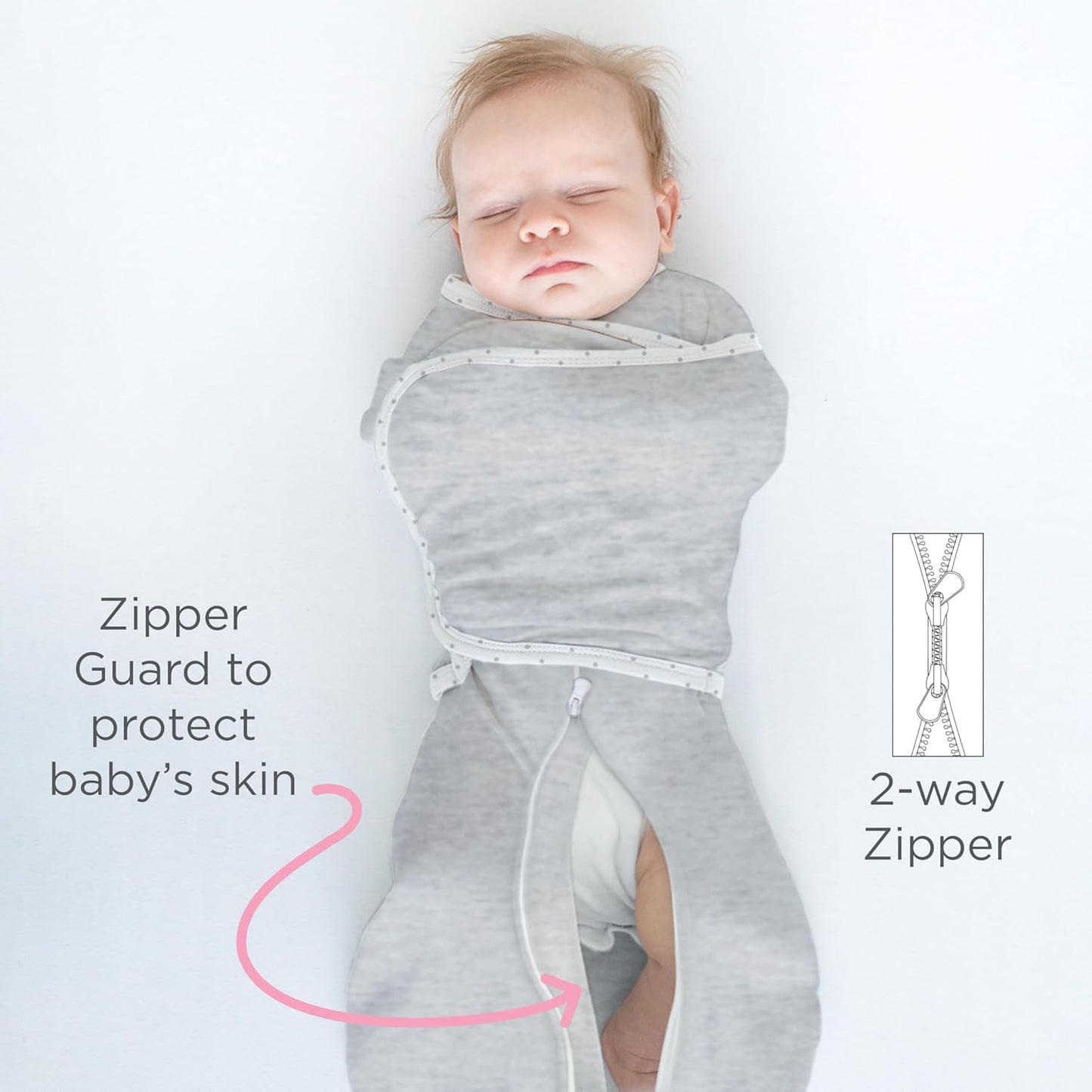 SwaddleDesigns 6-Way Omni Swaddle Sack - Arms Up Design for Newborns | Calms Startle Reflex, Improves Sleep, Small (0-3 Mo, 6-14 lbs), Heathered Peach Blush