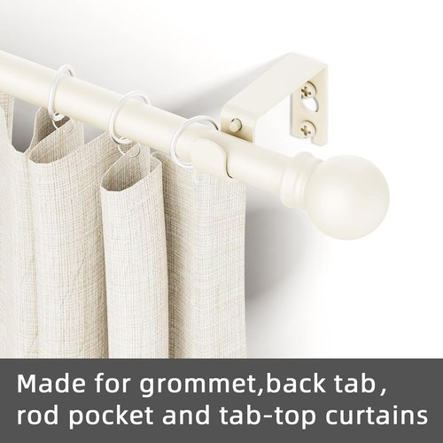 GXOACKJ Decorative Curtain Rods - Heavy Duty Metal, Ivory White, 28-78 Inch with Brackets