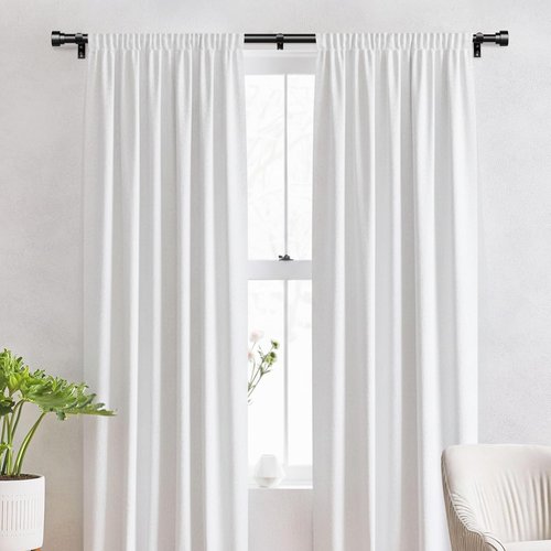 IFELS Heavy Duty Curtain Rods - Adjustable 66 to 120 Inch Black Drapery Rods with Modern Design & Easy Installation
