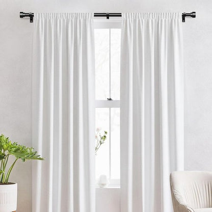 IFELS Heavy Duty Curtain Rods for Windows 66 to 120 Inch,1 Inch Adjustable Black Curtain Rod with Easy Installation and Modern Design,Decorative Long Drapery Rods with Metal Finials (A1,Black,30-120")