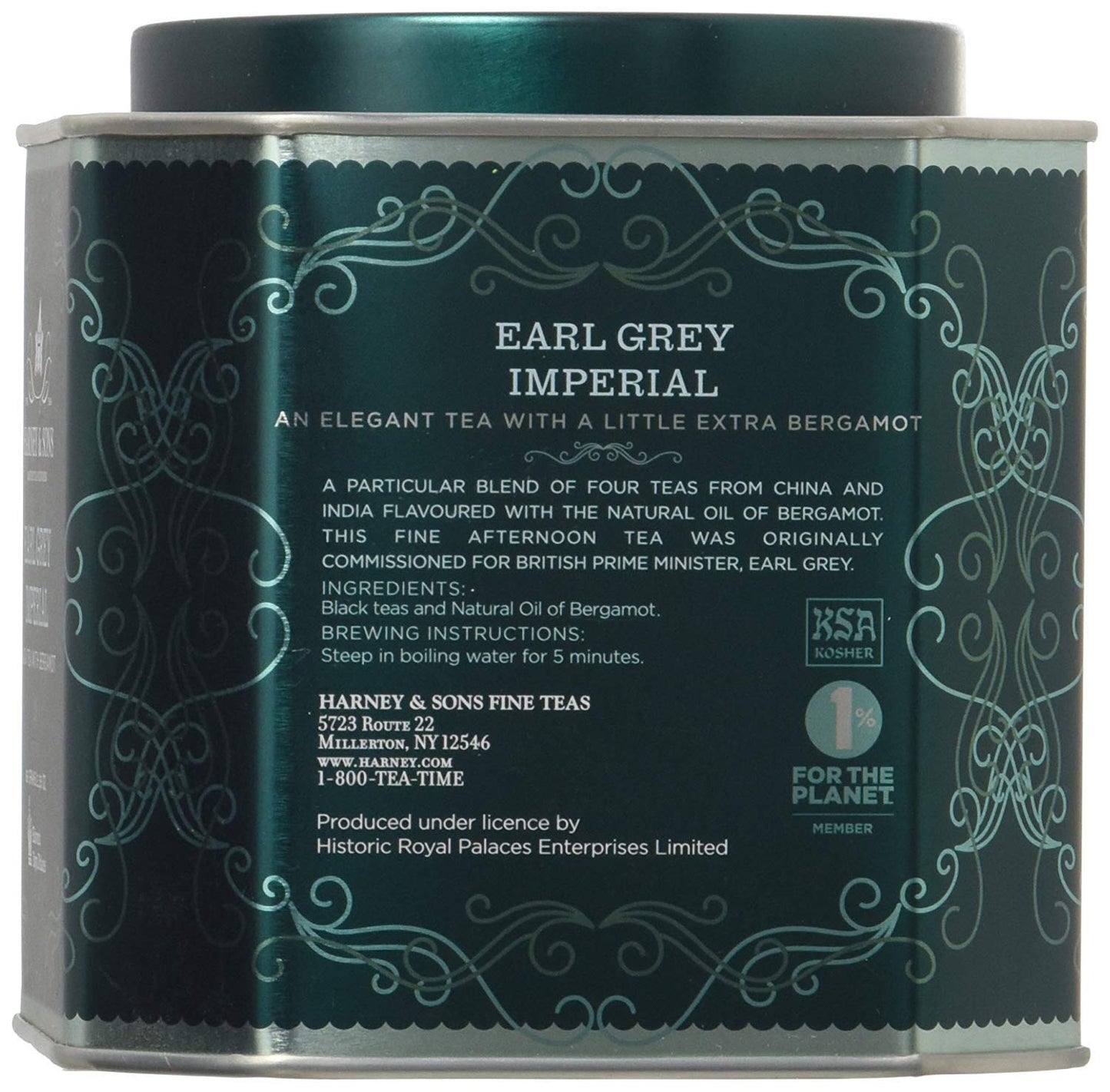 Harney & Son's Earl Grey Imperial Tea Tin 30 Sachets (2.35oz ea, Two Pack) - Historical Blend of Black Tea with Notes of Bergamot - 2 Pack 30ct Sachet Tins (60 Sachets)