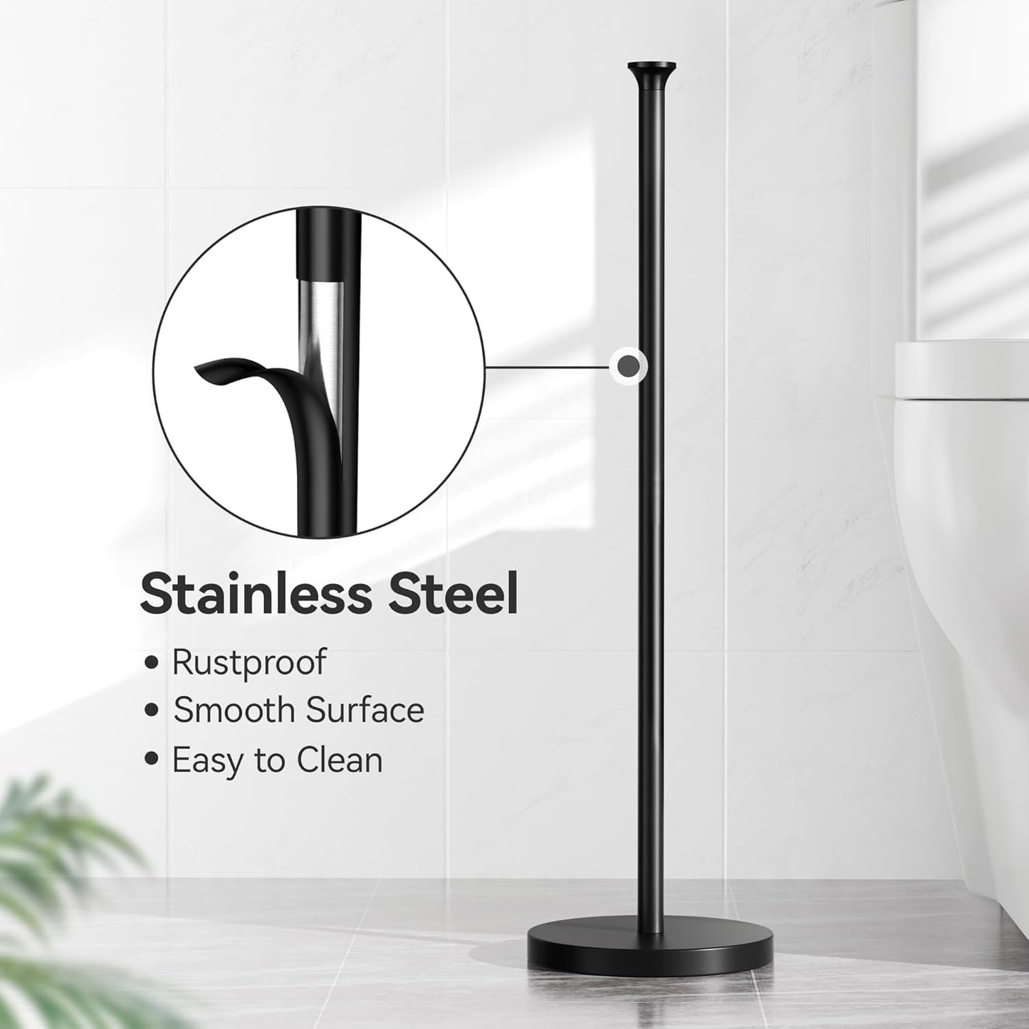 Skiennix Toilet Paper Holder Stand - Modern Free-Standing Design with Reserve Function, Stainless Steel
