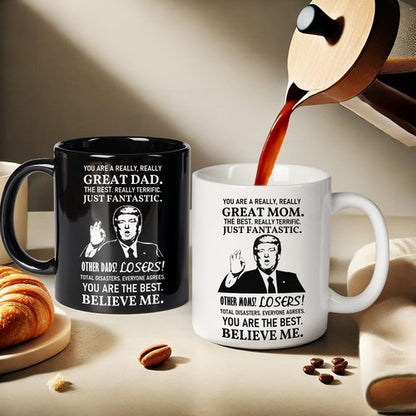 Breezy Valley Mom and Dad Mugs Gifts for Parents from Daughter Son - New Parent Gifts for Mommy Daddy from Children Kids, Funny Birthday Anniversary Mom and Dad Coffee Mugs Set Gift Ideas