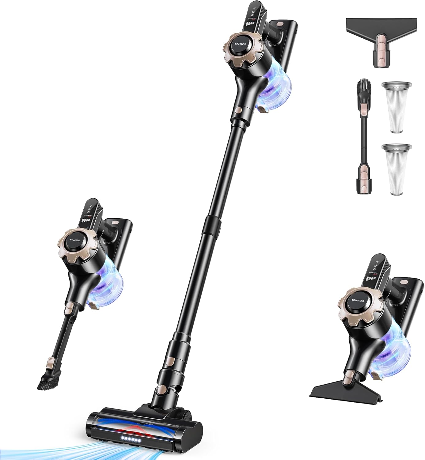 Trucozie Cordless Vacuum Cleaner - 8-in-1 Lightweight Design with 45 Minutes Runtime | Powerful Suction for Home, Hardwood Floors, and Pet Hair