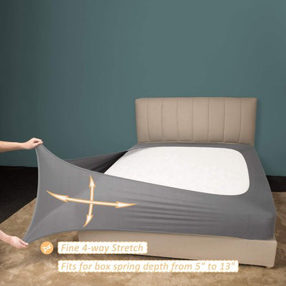 Stretch Jersey Box Spring Cover Wrap Around, Bed Skirt Alternative, Ultra Soft & Wrinkle Resistant, Queen/Queen XL, Light Gray