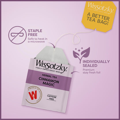 Wissotzky Cinnamon Magic Herbal Tea (3 Pack - 60 Teabags) | Caffeine Free Tea | Warm Cozy Tea Blend