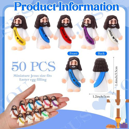 Bememo Mini Jesus Figures - 50 Pcs Christ Toys for Hide and Seek | Colorful Religious Party Favors