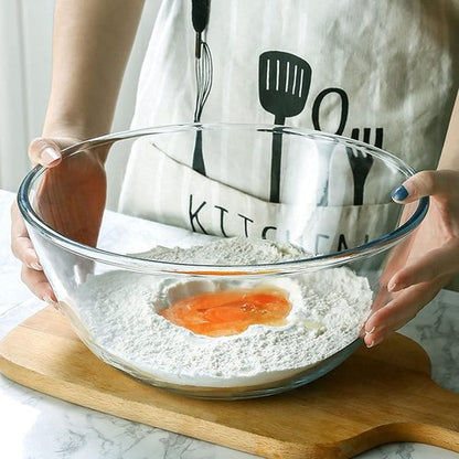 Homwin Glass Mixing Bowl Set - 3-Piece High Borosilicate Bowls for Baking & Serving | Microwave & Dishwasher Safe (1qt, 2.5qt, 4.2qt)