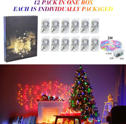 ZGWJ 12 Pack Fairy Lights - 7ft Battery Operated Mini LED String Lights | 3 Modes for DIY & Events