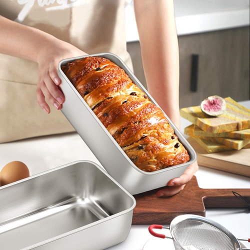 E-far Stainless Steel Loaf Pan Set - 9 x 5 Inch Non-Toxic Bakeware for Bread & Meatloaf | Easy Release & Dishwasher Safe