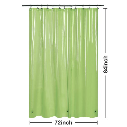 Barossa Design Extra Long Shower Curtain Liner with 3 Magnets - 72" x 84" XL, Waterproof PEVA Lightweight Shower Liner for Bathroom, PVC Free, Metal Grommets - Clear Green, 72x84