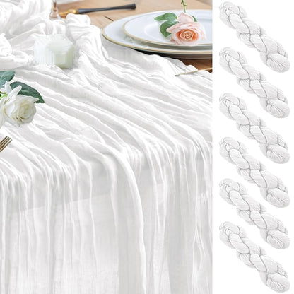 Ivory Cheesecloth Table Runner 10ft - Boho Gauze 6 Pack (Variation: Ivory+6 Pack)