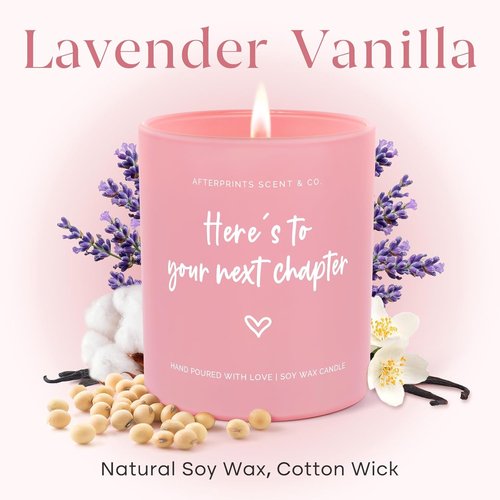 Afterprints New Chapter Candle Gifts for Women, Friends, Coworker Leaving Gifts for Women, Retirement, Graduation, Promotion, Good Luck Gift, Here’s to Your Next Chapter Scented Candles 10oz