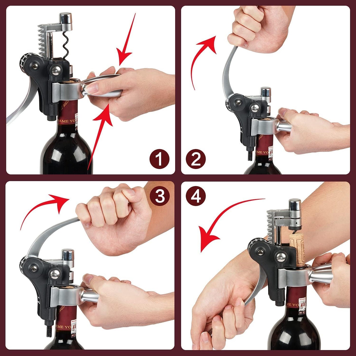 Valentines Day Gifts, 9 PCS Corkscrew Wine Opener Set, Stainless Steel Cork Screw Rabbit Wine Bottle Opener Kit Including Foil Cutter, Pourer, Vacuum Wine Stopper Corkscrews etc