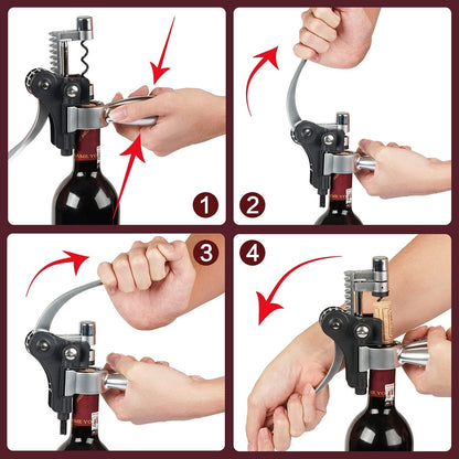 Valentines Day Gifts, 9 PCS Corkscrew Wine Opener Set, Stainless Steel Cork Screw Rabbit Wine Bottle Opener Kit Including Foil Cutter, Pourer, Vacuum Wine Stopper Corkscrews etc