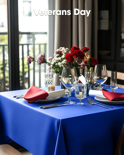 Pureegg Disposable Plastic Tablecloths - 8 Pack, 54 x 108 Inch, Leakproof & Sturdy for Graduation Party, Blue
