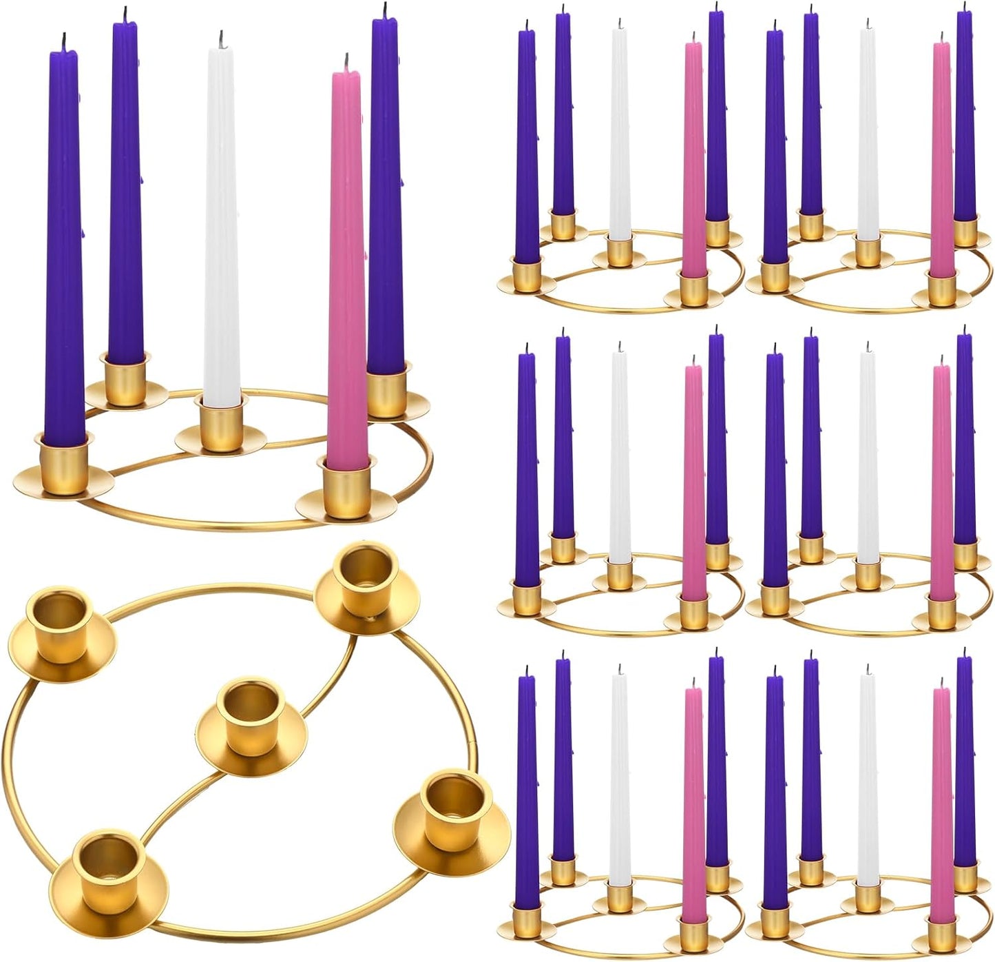 Sliner Christmas Advent Wreath Ring - 5 Candle Holder in Gold | Metal Table Decoration for Festive Centerpiece