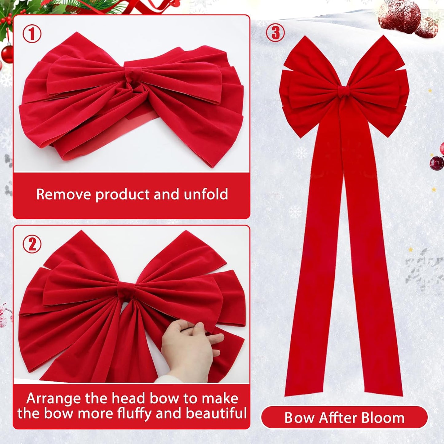 Regine Switzerland Christmas Bows - Large 18”x35” Red Velvet Car & Tree Bow Topper | 2 Pack for Holiday Decor