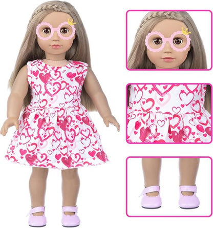 BDDOLL 18-Inch Doll Clothes & Accessories Playset - School Supplies, Bags, Glasses & More
