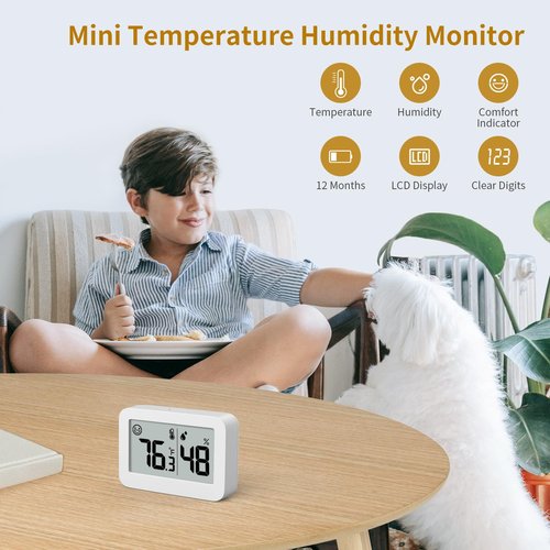 DOOMAY Mini Hygrometer & Indoor Thermometer - Digital Humidity Gauge for Greenhouse & Baby Room | 2-Pack