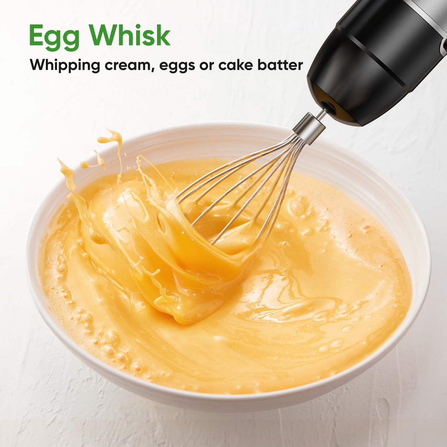 Skiennix Immersion Blender - 1100W Handheld Stick Blender with Whisk & Milk Frother Attachments | Perfect for Soup, Smoothies, Purees