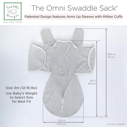SwaddleDesigns 6-Way Omni Swaddle Sack - Arms Up Design for Newborns | Enhances Sleep, 12-18 lbs, Heathered Peach Blush