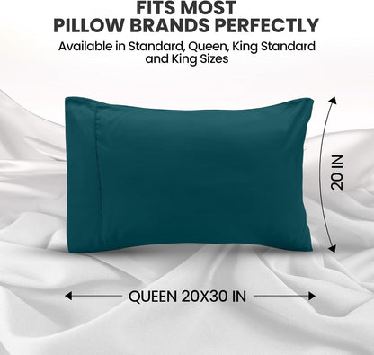 Utopia Bedding Queen Pillow Cases - Soft Brushed Microfiber - 2 Pack, Teal | Fade Resistant 20 x 30 Inches