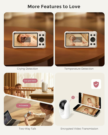 Momcozy Smart WiFi Baby Monitor - 1080P Camera with 5" Screen, Night Vision & 2-Way Talk | BM04