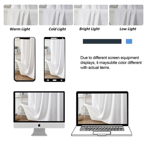 OWENIE White Shower Curtain for Bathroom 72x72 Inch, 3D Embossed Textured Waffle Fabric Shower Curtains, Soft Hotel Farmhouse Style, Water Repellent, Machine Washable, White, 72" W x 72" L