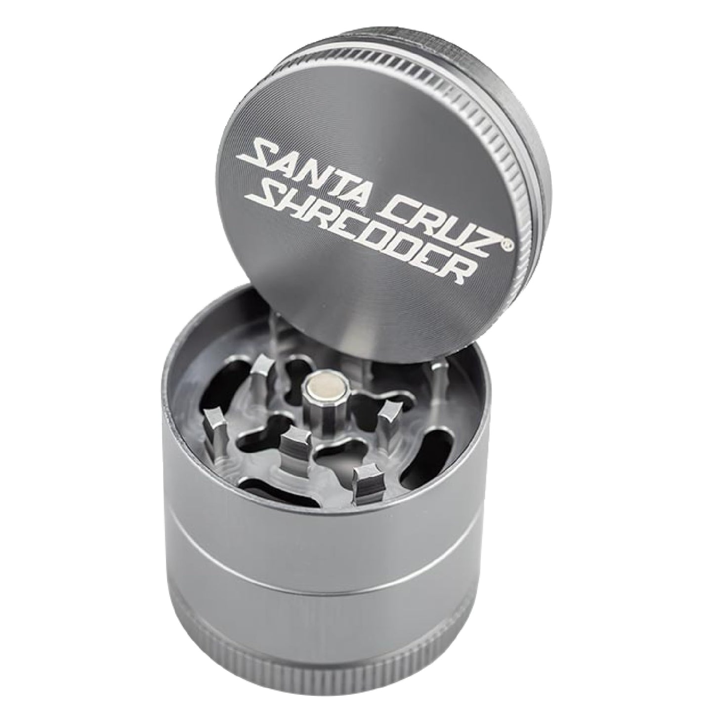 Santa Cruz Shredder Metal Herb Grinder Knurled Top for Stronger Grip 3 Piece Small 1.7" (Grey)