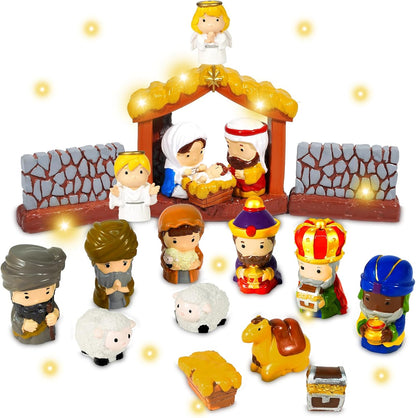 Regine Switzerland 19-Piece Christmas Nativity Set - Hand-Painted Resin Figurines for Festive Table Decor