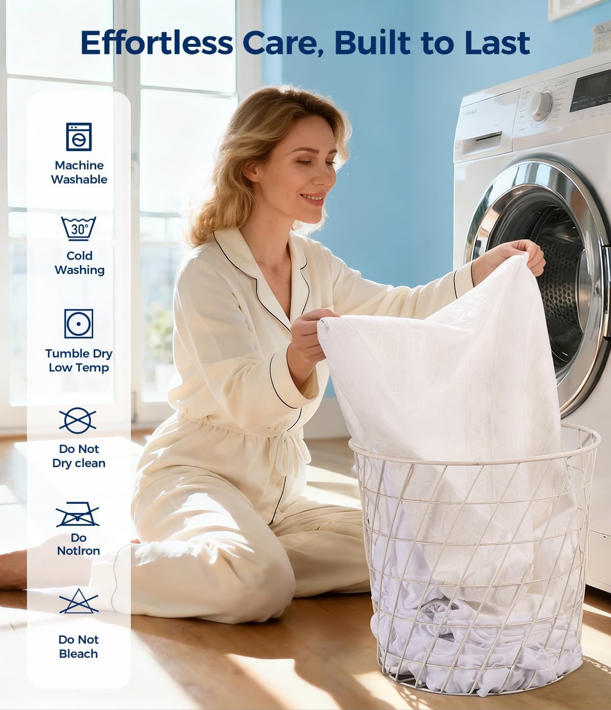 Skiennix Waterproof Mattress Protector - Soft Breathable Twin Size Pad with Deep Pocket | Noiseless Cooling Cover, White
