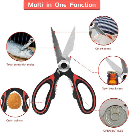 SZHLUX Kitchen Scissors - Heavy Duty Premium Shears for Food, Fish, Meat & Vegetables - 2-Pack