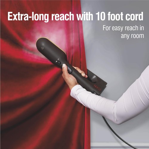 CHI SteamPress 3-in-1 Handheld Garment Steamer & Clamping Steam Iron, No Ironing Board Needed, 200ml Water Tank, 9 Minutes of Steaming, 25 Second Fast Heat-Up, 1500 Watts, 10’ Cord, Black (11600)