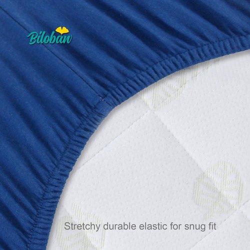 Biloban Pack and Play Sheets - Fitted 2-Pack for Graco Playard | Neutral White & Navy Blue Design