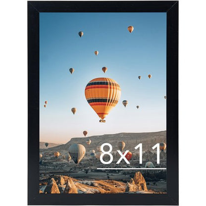 JCJMY 8x11 Picture Frame Black for Wall Hanging or Tabletop- Wall Mounting Horizontally or Vertically, 8 x 11 Wall Gallery Poster Photo Frame for 8 by 11 Photo, Black