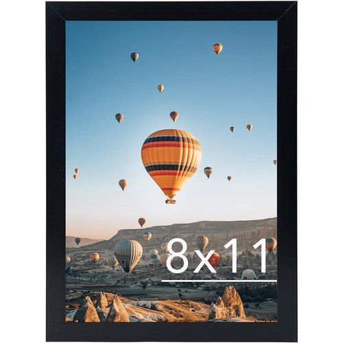 JCJMY 8x11 Picture Frame Black for Wall Hanging or Tabletop- Wall Mounting Horizontally or Vertically, 8 x 11 Wall Gallery Poster Photo Frame for 8 by 11 Photo, Black