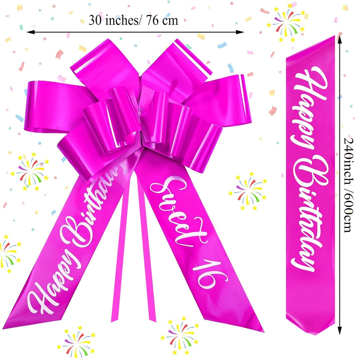 Wonderjune 30 Inch Big Car Bow - Giant Sweet 16 Birthday Gift Decoration | Rose Red Surprise Party Decor
