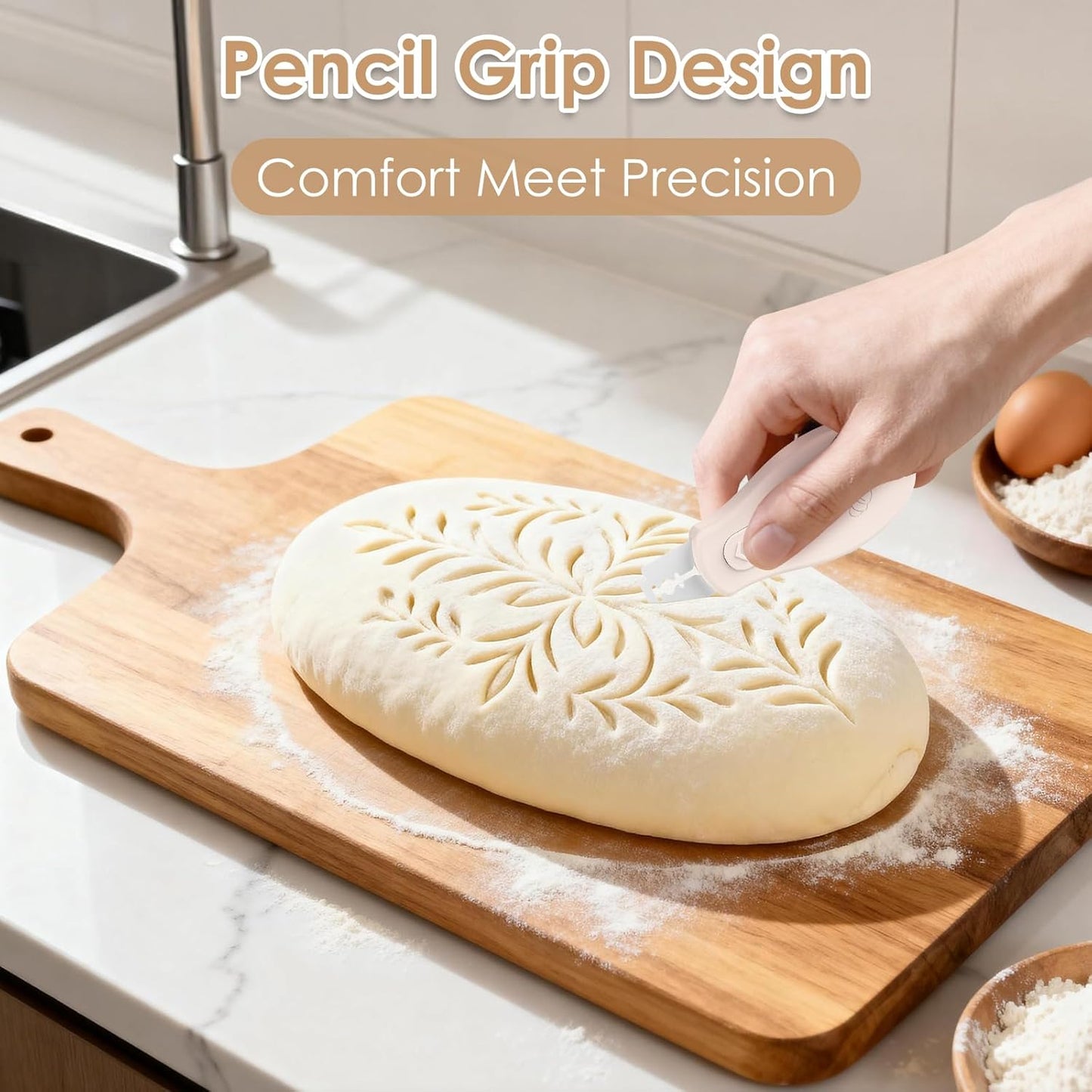 Skiennix Bread Lame - Magnetic Sourdough Scoring Tool with 5 Razor Blades | Beige Bread Baking Essential