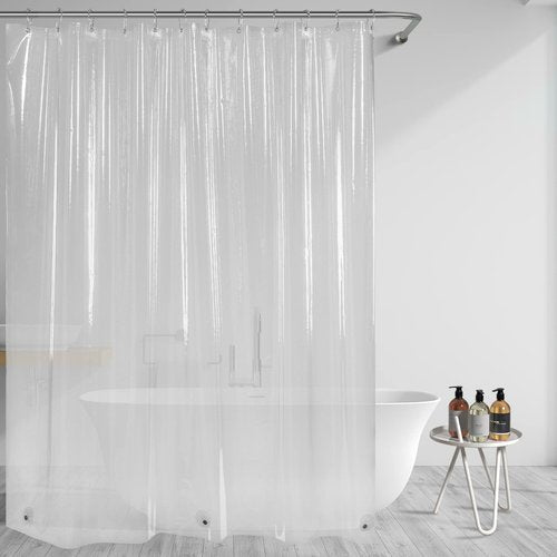 AmazerBath Clear Shower Curtain Liner, Plastic Shower Curtain Liner, Lightweight Shower Liner PEVA, Waterproof Bathroom Shower Curtains with 3 Magnets and 12 Rustproof Grommets, 72x72 Inches