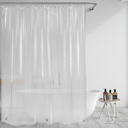 AmazerBath Clear Shower Curtain, 72x72 Plastic Shower Curtain, PEVA Waterproof Shower Curtain, Medium Weight Shower Curtains for Bathroom with 3 Weighted Magnets and 12 Rustproof Grommet Holes