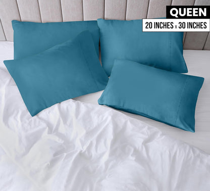 Utopia Bedding Queen Pillow Cases - Soft Brushed Microfiber - 4 Pack, Denim Blue, 20 x 30 Inches