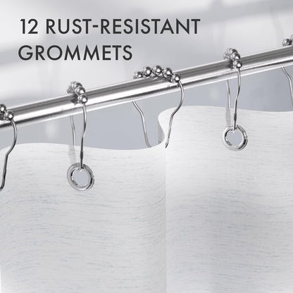 AmazerBath Shower Curtain Blue, Washable Cloth Ombre Shower Curtain Sets with 12 Metal Shower Curtain Hooks, Rustic Waterproof Dark Sea Blue Farmhouse Shower Curtains for Bathroom Decor, 72x72 Inches