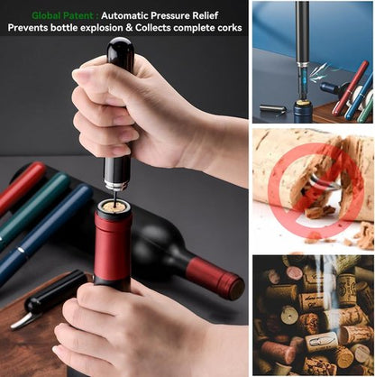 Corkscrew Wine Opener with Foil Cutter Air Pump Wine Bottle Opener Easy-Open Portable Handheld Travel Wine Cork Screw Remover for Wine Lovers