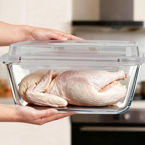 220Oz Extra Large Glass Storage Containers by [Brand Name] - Airtight Borosilicate Food Storage for Chicken & Soup