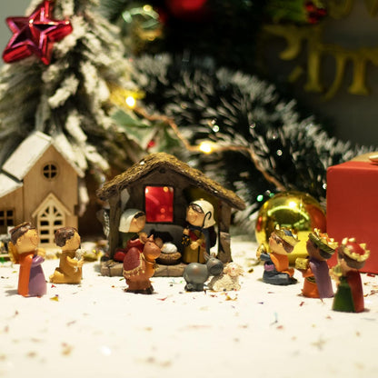 Nativity Figurines Set by Taman - 12 Resin Ornaments for Christmas Tabletop Decor | Holiday Gifts